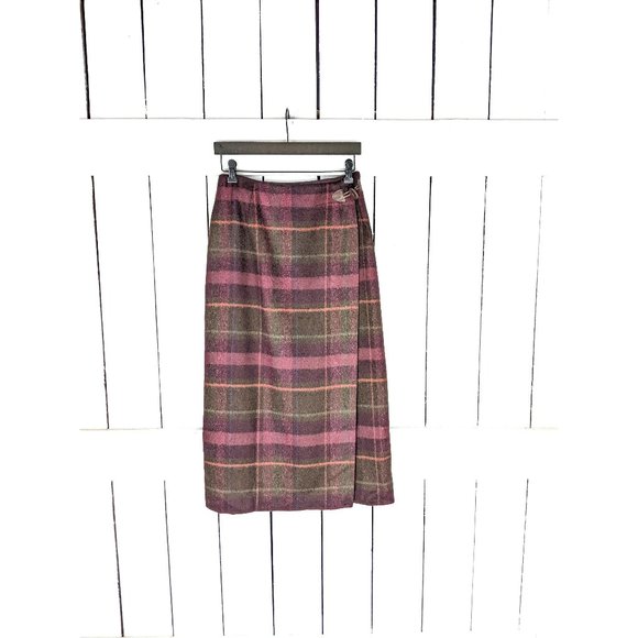 Vintage Talbots plaid wool long wrap skirt - Picture 1 of 5